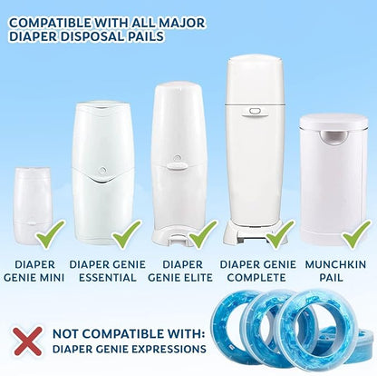 Diaper Pail Refills for Genie, Holds Up to 1120Counts Diaper Pail Refills Bags, Baby Diaper Pail Refills Compatible with Diaper Genie PailsElite and Complete Pail