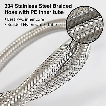 Bathroom Faucet Supply Lines Connector Stainless Steel Braided Supply Hose M10 Compressor Connector and 38-Inch Female Compression Thread x M10 Male Connector, 24-Inch x 2 Pcs (1 Pair)