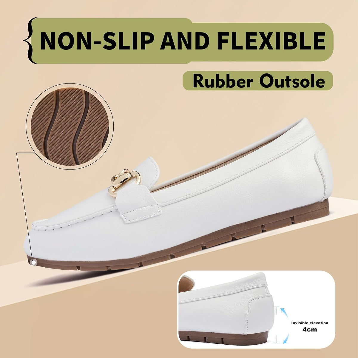 ABEJOJO Women's Loafer Shoes, Comfortable Slip on Casual Flat Penny Shoes for Walking, Driving, Dressy