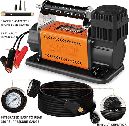 ALL-TOP Air Compressor Kit, 12V Portable Inflator 7.06CFM, Offroad Air Compressor for Truck ,Air Pump for Car Heavy Duty, Max 150PSI for SUV 4x4 Vehicle RV Tire