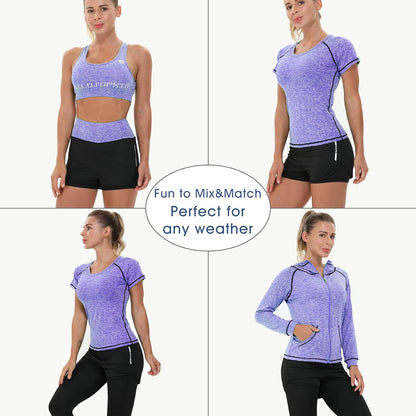 Women Workout Clothes Set 5 PCS Exercise Athletic Outfits Set