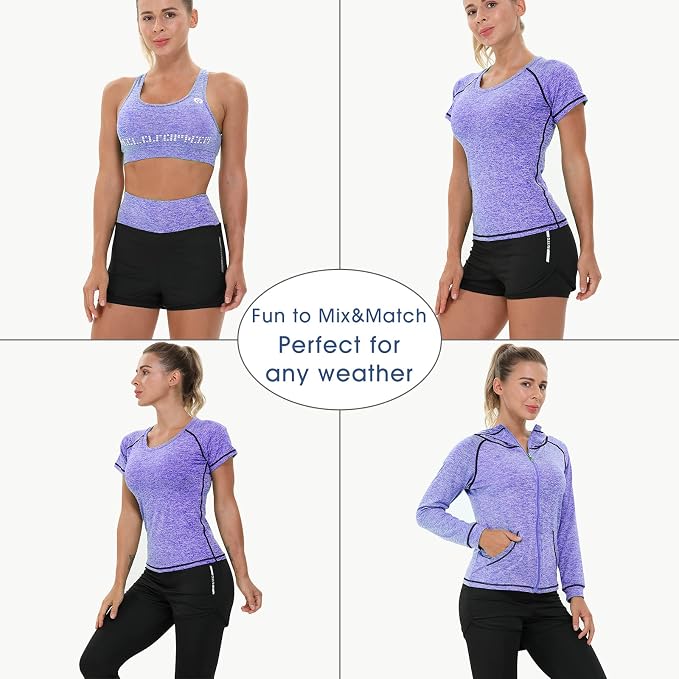Women Workout Clothes Set 5 PCS Exercise Athletic Outfits Set