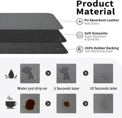 HotLive Coffee Mat - Absorbent Hide Stain Rubber Backed Dish Drying Mat for Kitchen Counter - Bar Mats for Countertops Accessories Fit Under Coffee Maker Espresso Machine- dark gray- 12x19