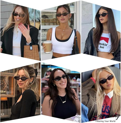 Oval Sunglasses for Women,90s Retro Small Trendy Shades Vintage Chic Cute,Skinny,Lightweight,Comfortable Fit,UV400 Protection,Daily Driving,Beach Trips,Everyday Wear,Street Style