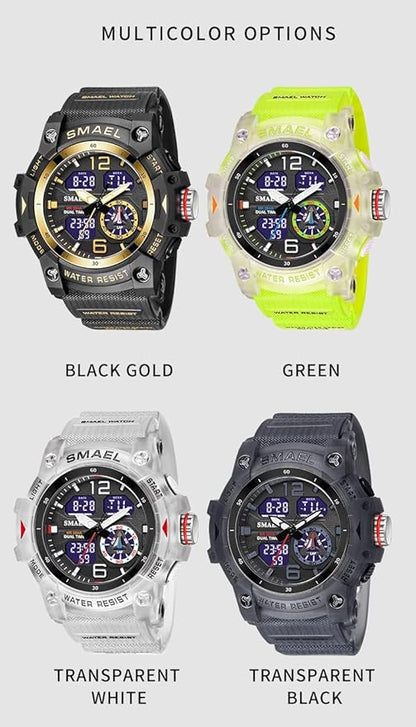 Gosasa Men's Large Face Outdoor Sports Watches Military S-Shock Watch Waterproof, Backlight, Alarm, Stopwatch Features - Rugged Wristwatch for Training, Hiking, and Adventure