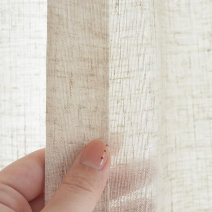 jinchan Linen Blend Beige Curtains 84 Inches Length for Living Room Farmhouse Rod Pocket Back Tab Light Filtering Window Drapes for Bedroom Curtains Crude 2 Panels