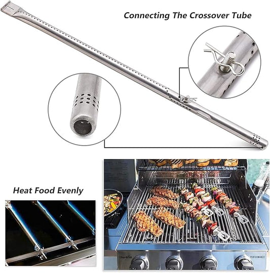 Criditpid Grill Replacement Parts for Charbroil Advantage 4 Burner 463344116, 463343819, 466344116 Models, Stainless Steel Grill Burners, Heat Plate Shields, Crossover Tubes and Ignitors