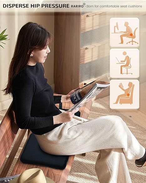 Portable Gel Seat Cushion, Up to 20.5" Foldable Travel Cushion for Home, Office Chair, Bleacher, Folding Egg Gel Cushion for Stadium, Travel, Camping, Seat Cushion for Pressure ReliefBlack