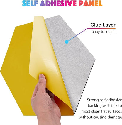 Sonic Acoustics Self-Adhesive 12 Pack Hexagon Acoustic Panels, High Density Sound Absorbing Panels Soundproof Insulation Beveled Edge Studio Treatment Tiles (White)
