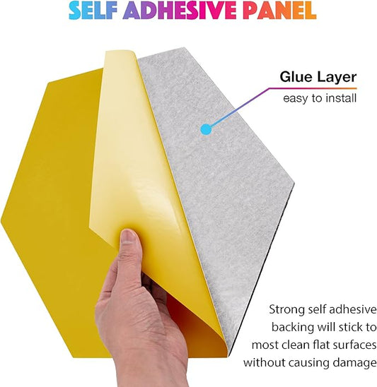 Sonic Acoustics Self-Adhesive 12 Pack Hexagon Acoustic Panels, High Density Sound Absorbing Panels Soundproof Insulation Beveled Edge Studio Treatment Tiles (White)