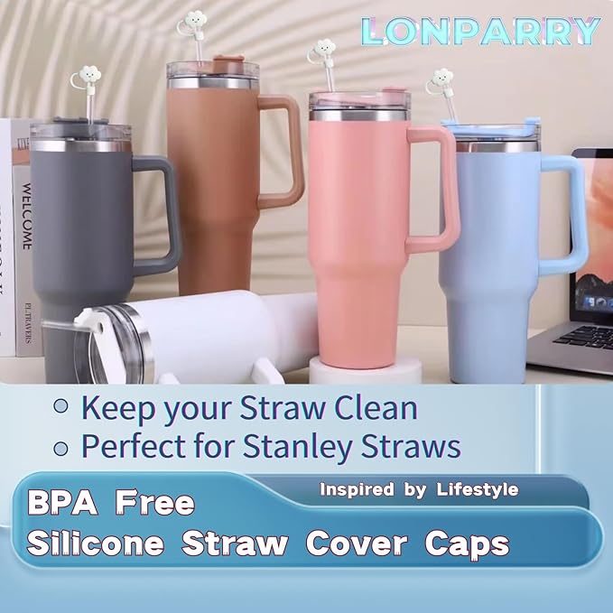 4Pcs Straw Cover Cap for Stanley 40oz Cup, Reusable Cloud Shape Straw Toppers, Food Grade Drinking Straw Tips, Silicone Straw Plugs, Anti-Dust Straw Cap for 0.4 Inch10 MM Diameter, White