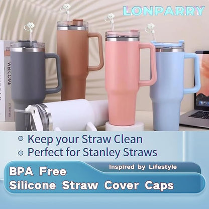 4Pcs Straw Cover Cap for Stanley 40oz Cup, Reusable Cloud Shape Straw Toppers, Food Grade Drinking Straw Tips, Silicone Straw Plugs, Anti-Dust Straw Cap for 0.4 Inch10 MM Diameter, White