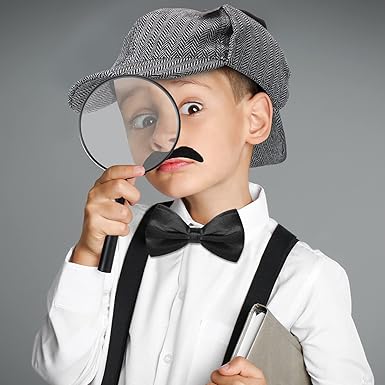 Kasyat 6 Pcs Detective Costume Accessories Adult Detective Hat Man Inspector Costume Set for Halloween Costume