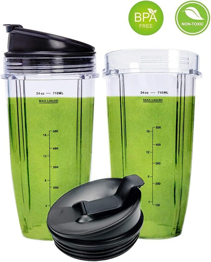 24 oz Blender Cups Replacement for Ninja, Smoothie Blender Cups for Ninja Auto iQ Blender BL642 BL450 BL480 BN801 SS101 SS351 SS151 SS401 (2 Pack)