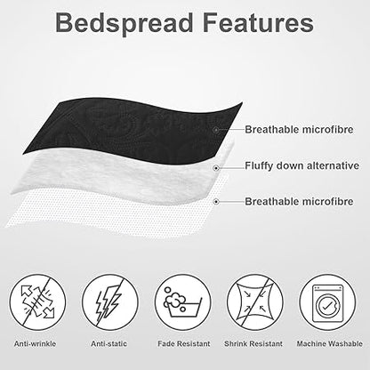 Hansleep White Quilt Queen Size - Baroque Ultrasonic All Season Bedspread Queen, Soft Lightweight Coverlet Bedding Set, 3 Piece (1 Quilt, 2 Pillow Shams)
