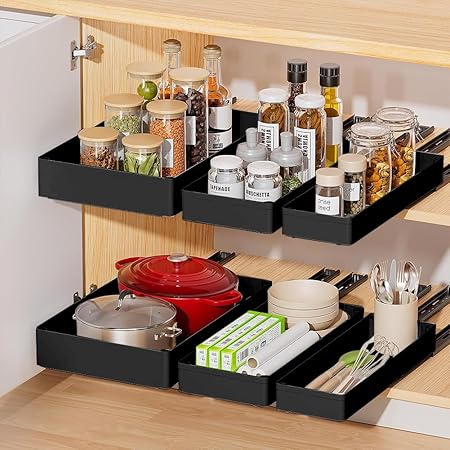 Pull Out Cabinet Organizer, Different Size Pull Out Drawers for Cabinets, Slide Out Drawers, Slide Out Drawer for Kitchen Cabinets Fixed, Under Sink Organizer for Bathroom Storage