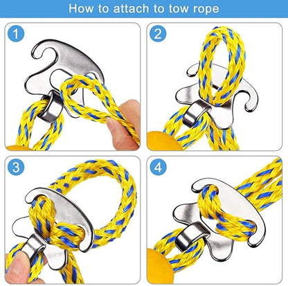 SELEWARE Heavy Duty Boat Tow Harness for Tubing, Boat Tow Rope with Stainless Steel Quick Connector, Heavy Duty Self Centering Tow Harness for Boat Water Sport Jet Ski Wakeboarding