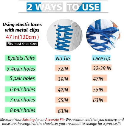 2 Pairs Elastic Tieless Shoe Laces for Sneakers, No Tie Shoelaces for Adults and Kids