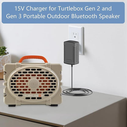 15V Charger for Turtlebox Portable Outdoor Bluetooth Speaker Replacement for Turtlebox Gen 2 and Gen 3 Outdoor Portable Bluetooth 5.0 Speaker Charger Adapter