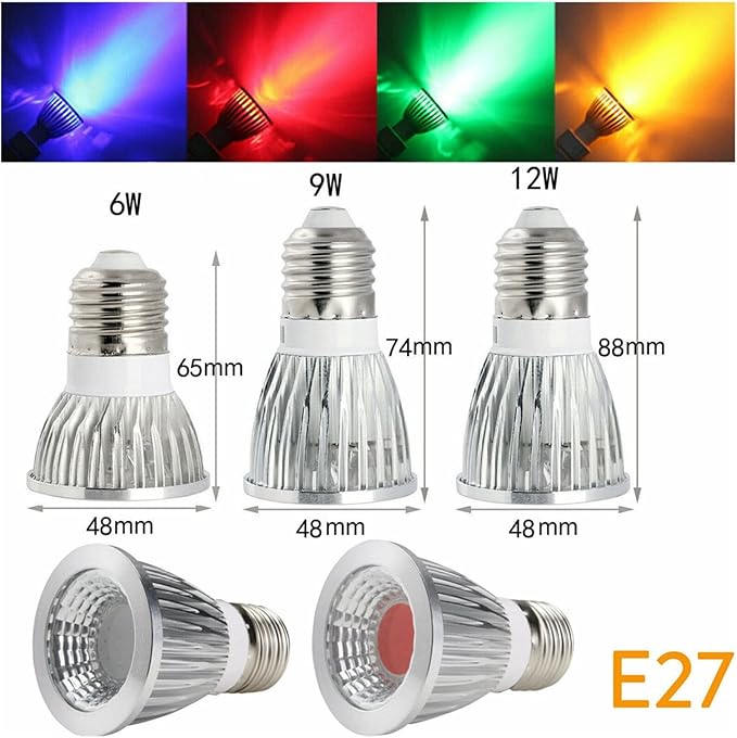 LADYG E27 LED Spotlight Bulb Lamp 9W Dimmable 220V 110V BlueRedGreenYellow LED Ceiling Light Spot Candle Home (9W, 1 Count)