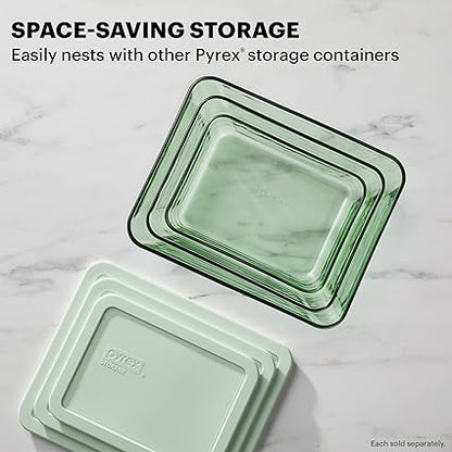 Pyrex Year of Color (3-Pack) Tinted Rectangular Glass Food Storage Containers Set, (3, 6  11 Cup) Meal Prep Containers With BPA-Free Lids, Dishwasher  Microwave Safe, Green