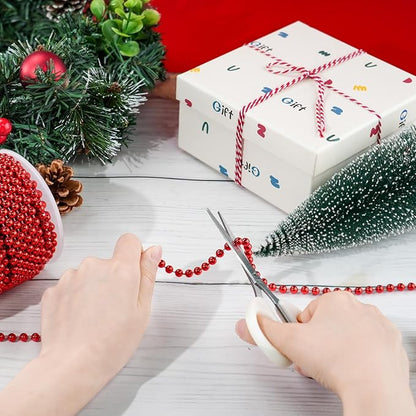Faux Red Pearl Beads Garland - 6mm Christmas Tree Beads 22 Yards Red Pearl Strands Spool Pearl String Bead Roll for Wedding Party Christmas Tree Decoration