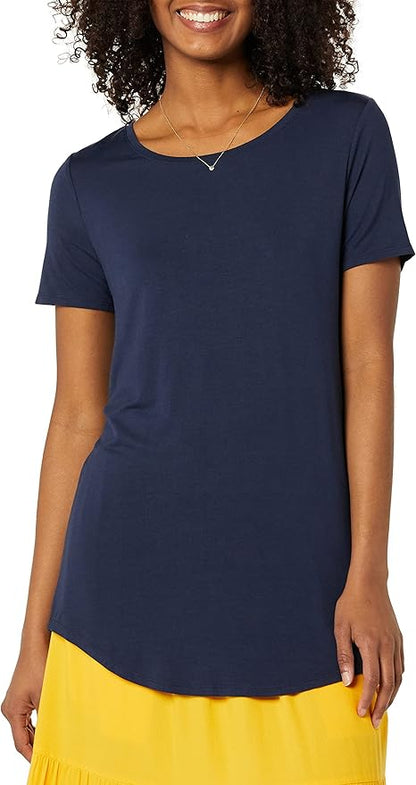 Essentials Women's Short-Sleeve Scoopneck Tunic, Pack of 2