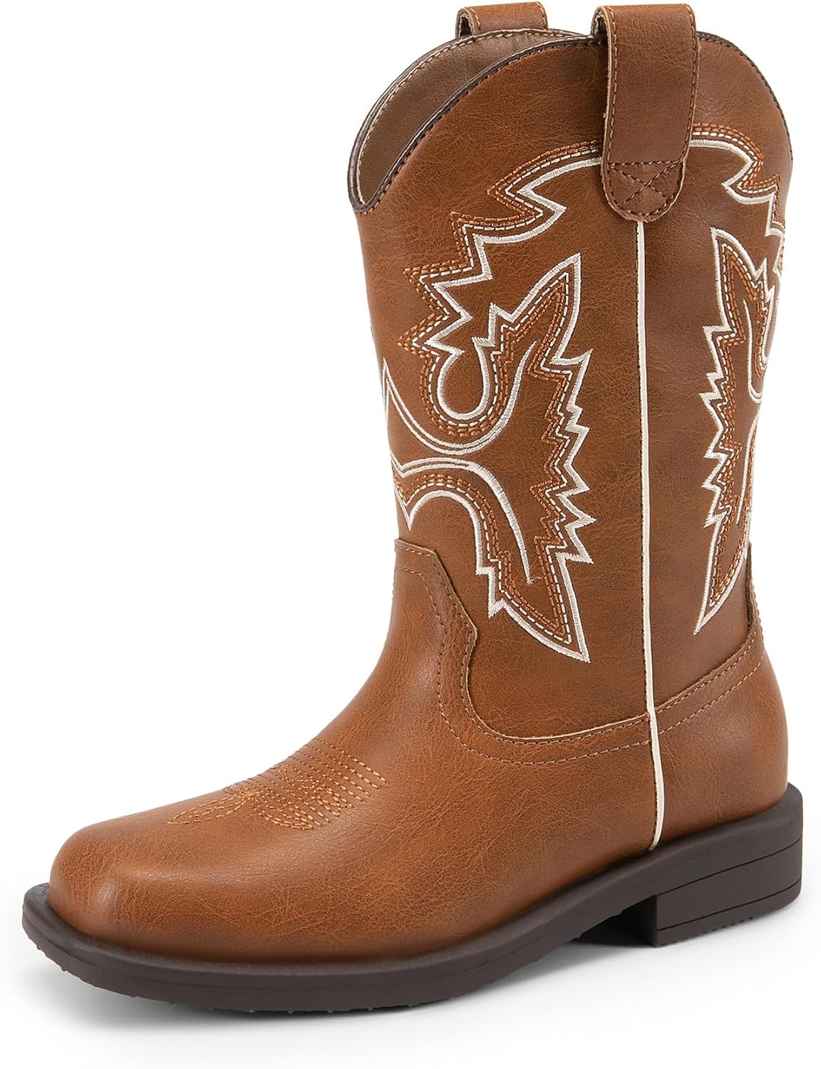 DREAM PAIRS Boys Girls Cowboy Boots Toddler Mid Calf Western Boots Square Toe Riding Boots for Kids