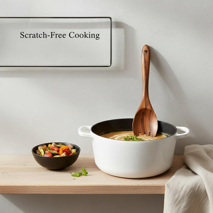 Acacia Wood Cooking Spoon for Non-Stick Cookware, Sturdy Kitchen Utensil for Stirring and Serving (1 PC)