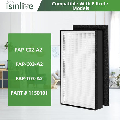 1 Pack A2 Replacement Filter Compatible with 3M Filtrete Room Air Purifier Models FAP-C02-A2, FAP-C03-A2, FAP-T03-A2