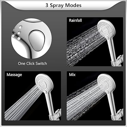 FEELSO Filtered Shower Head with Handheld, High Pressure 3 Spray Mode Showerhead with 60" Hose, Bracket and 15 Stage Water Softener Filters for Hard Water Remove Chlorine and Harmful Substance