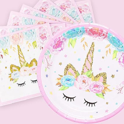 Unicorn Plates and Napkins, 16 Serves
