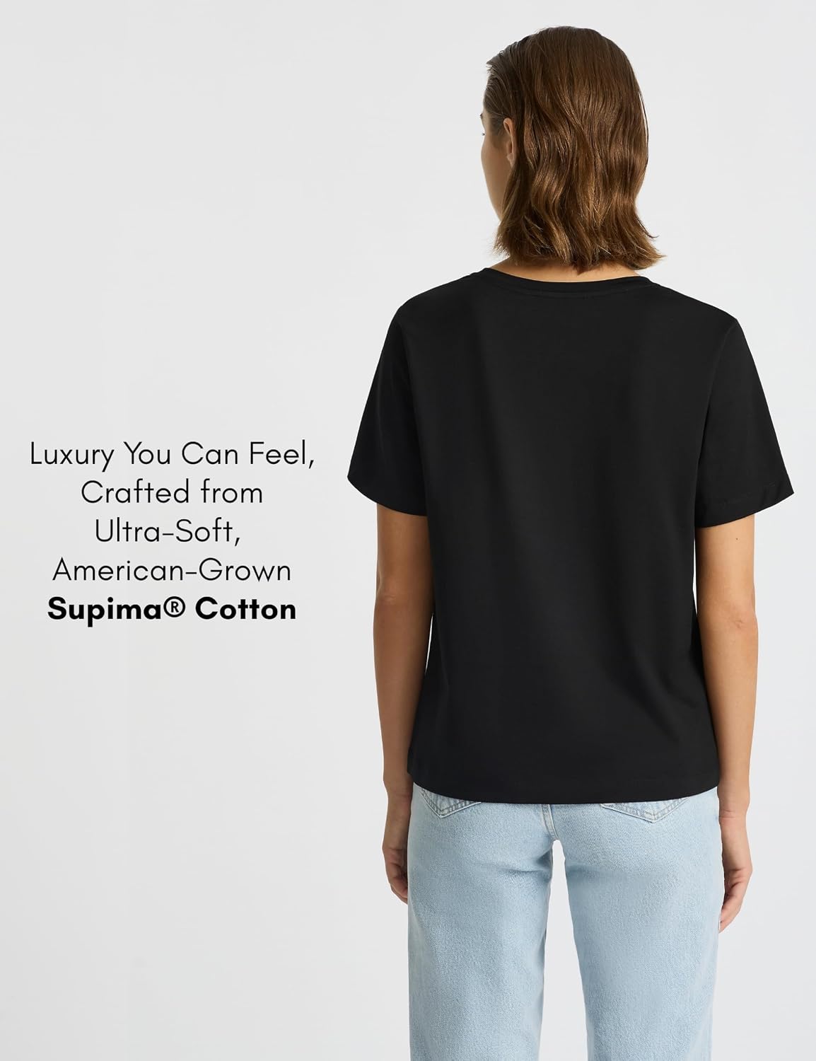 Presics Women’s Supima® Mercerised Cotton V-Neck T-Shirt – USA-Grown Cotton, Luxury Finish, Short Sleeve, Flattering Fit.