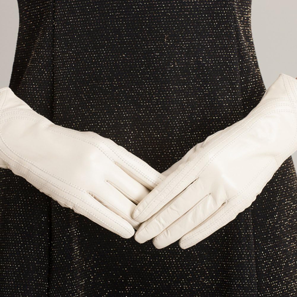 Nappa Leather Gloves Warm Handmade Curve Lambskin for Women