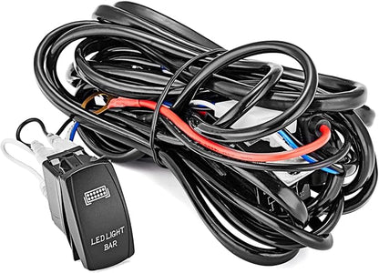 Mofun Universal 1 Lead LED Light Bar Wiring Harness Kit Rocker Switch 40A 12V On Off Power Relay Blade Fuse Compatible with Off Road Boat Truck