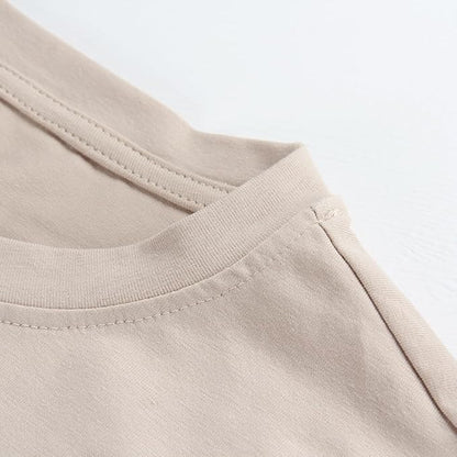 PRIMODA Women's Oversized Workout Cropped T Shirts Crew Neck Short Sleeve Casual Loose Summer Crop Tee Tops Cotton