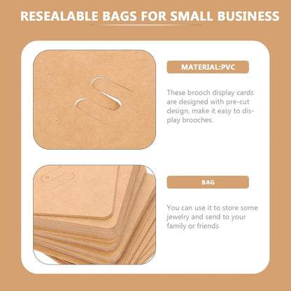TEHAUX 200pcs Brooch Display Cards for Pins, Earring Card Holder with Pre-Cut Hole Kraft Paper Brooch Pin Cards Earring Display Cards Ideal for Jewelry Display and Retail (Brown), 2.76 X 2.76 Inches