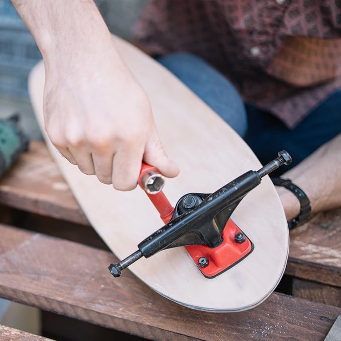 PATIKIL All-in-One Skate Tool, Multi-Function Portable Skateboard Tool T Tool Wrench with L-Type Cross Head Screwdriver