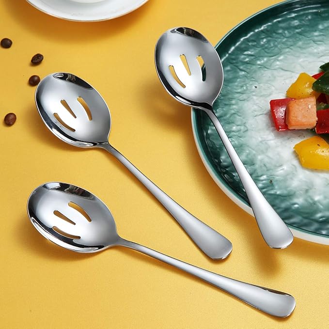 Kyraton 4-Piece Serving Set - Slotted Stainless Steel Spoons, Pack of 4
