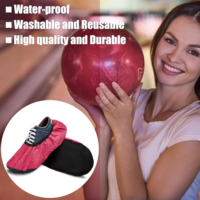 Geyoga 2 Pieces Bowling Shoe Covers for Sports Bowling Polyester Shoe Covers Protector Accessories for Men Women Game Sports Supplies