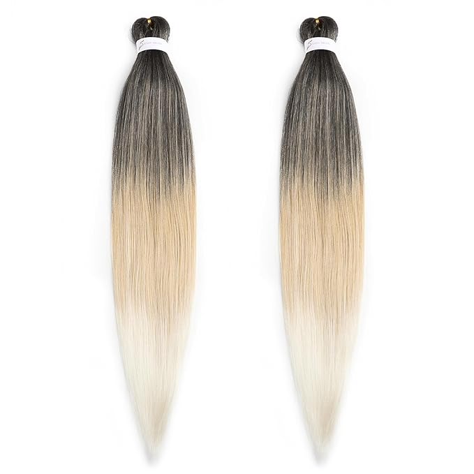 Braiding Hair 26 Inch Pre Stretched Braiding Hair Ombre Braiding Hair Soft Three Tone Yaki Texture Hot Water Setting Synthetic Braiding Hair (26inch 2Packs 1B27613)