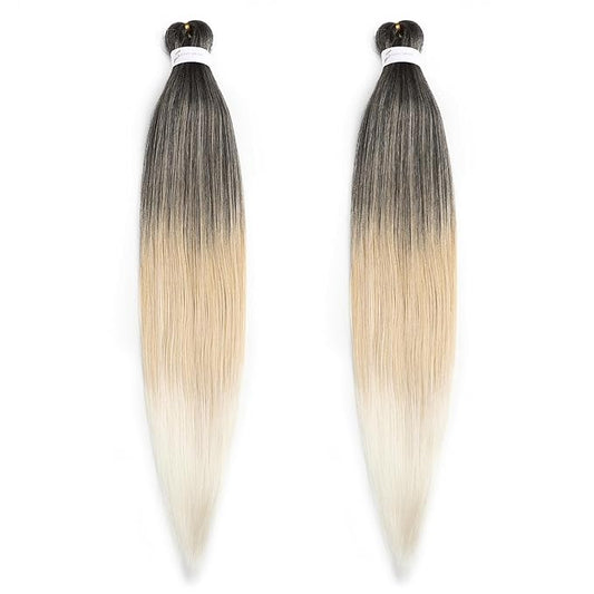 Braiding Hair 26 Inch Pre Stretched Braiding Hair Ombre Braiding Hair Soft Three Tone Yaki Texture Hot Water Setting Synthetic Braiding Hair (26inch 2Packs 1B27613)