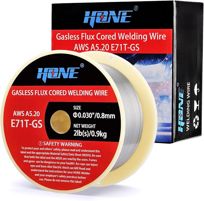 HONE Flux Core Wire .030, 2-Pound AWS E71T-GS .030 Diameter Low Splatter Gasless Flux Core Welding Wire .030 with Strong ABS Plastic Spool, 030 Flux Core Welding Wire Match MIG Welding Equipment.