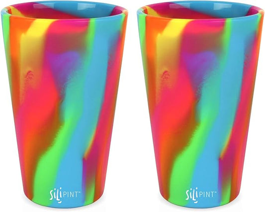 Silipint 2-Pack, Hippie Hops - Silicone Cup Drinkware, BPA-Free, Unbreakable, Microwave Safe, Shatter-Proof - for Any Drink Use, Traveling, Camping, Hiking, Hanging Out, Small or Large Parties