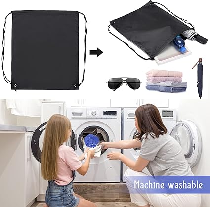Sliverdew 2 Pcs Black Drawstring Backpack Bags Sports Cinch Sack String Bags Drawstring Gym Bag Draw String Backpack Bulk Swimming String Bags