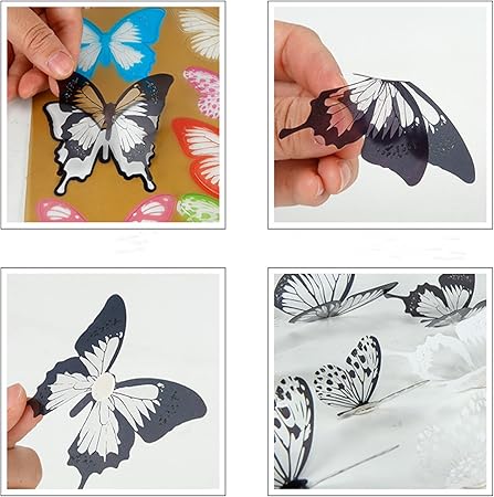 3D Three-Dimensional Butterfly Black and White Simulation Butterfly Wall Sticker Bedroom Decoration Sticker