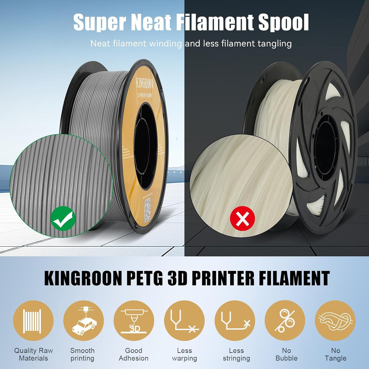 High Speed PETG 3D Printer Filament 1.75mm, 3D Printer Rapid Filament for 30-600mm/s Hyper Printing Filament, Dimensional Accuracy +/- 0.03 mm, 1kg Plastic Spool(2.2lbs) (Gray)