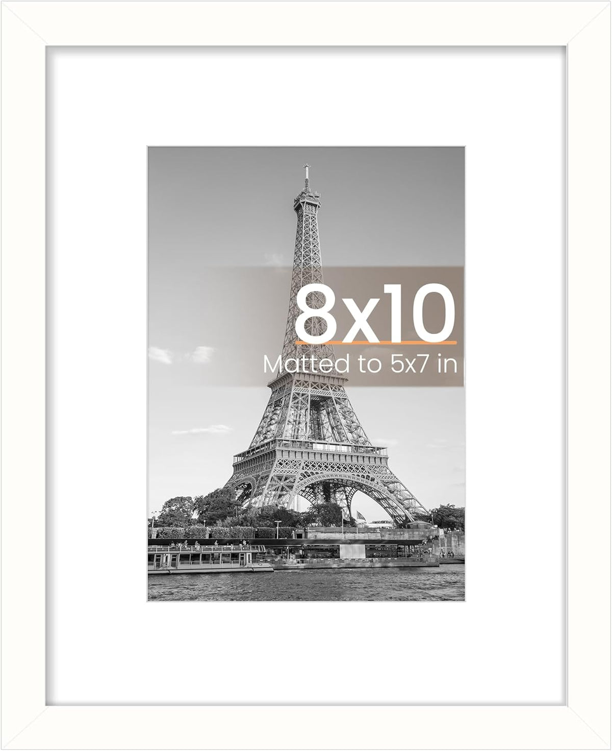 upsimples 8x10 Picture Frame, Wall Decor Photo Frames, White 1 Pack 8 x 10 Frame, 5x7 Frame with Mat for Gallery Wall, Family, Wedding, Baby, Dog, Dorm, Christmas, Mothers' Day