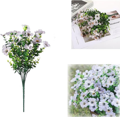 Arisefrom Flowers, Arisefrom Artificial Flowers, Arisefrom Artificial Outdoor Flower, Rainproof Uv Resistant, Lifelike Colorful Daisy Eucalyptus (White, Fill 1 Pot (120 Flowers))