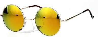 SA106 Reflective Color Mirrored Hippie Groove Round Circle Lens Retro Sunglasses